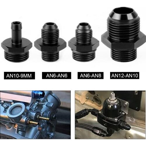 6061-6T Aluminum Black AN6 to AN6 AN6 to AN8 AN12 to AN10 ORB Male O-ring Boss Fuel Pump Rail Oil Hose Straight Fitting Adapter