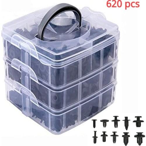 620pcs/box Car Fastener Clips Retainer Push Engine Cover Fender Mixed Car Fasteners Door Trim Panel Auto Bumper Rivet Clip New