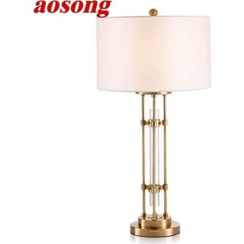 AOSONG White Table Lamp Contemporary LED Decorative Desk Lighting for Home Living Room