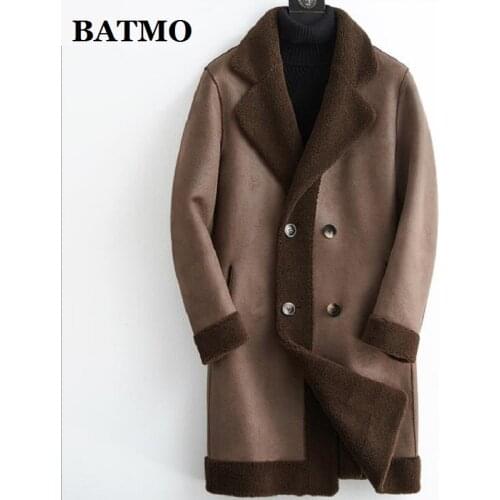 BATMO 2020 new arrival winter Genuine sheepskin&Cashmere trench coat men,mens fur parkas XK616