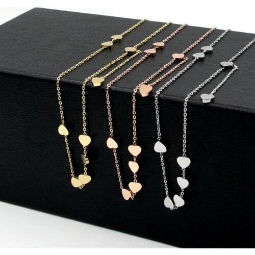 Free Shipping Nine Hearts Gold Color / Silver Colour / Rose Gold Color Stainless Steel Necklace