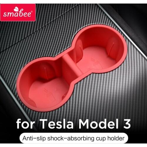 Water Cup Holder Storage Box for Tesla Model 3 2017-2020 Model3 Accessories Cup box Non-slip reduce noise Anti-bump Soft PVC