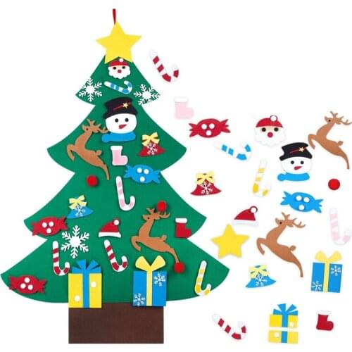 DIY Felt Christmas Tree 2021 Decorations Kids Gifts Xmas Tree Door Wall Hanging Ornaments Artificial Tree for Home Navidad Decor