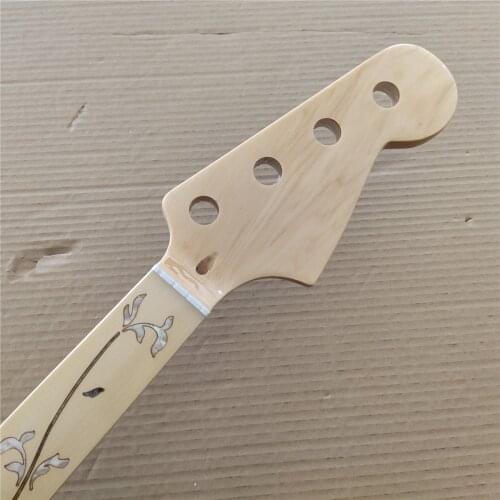 Fretless Maple 20 Frets PB Bass Guitar Neck Part 4 String maple Fingerboard Vine inlay