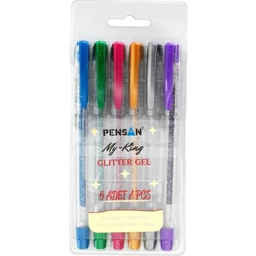 Pensan 2227 Gel Pen My King Glitter Pen 6 Pcs