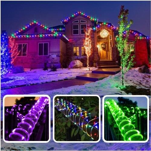 Waterproof 50/100 LED Fairy Lights Solar Powered Rope Tube Lamp Lighting String Christmas Decorative Garden Lights Solar Powered