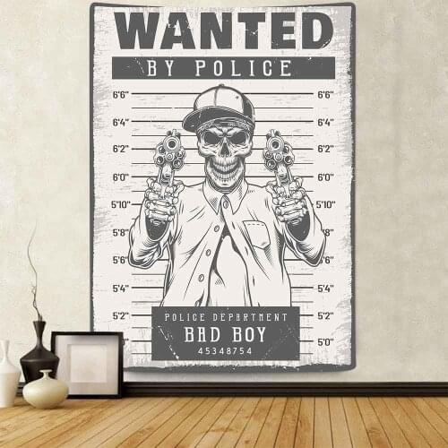 Simsant Skull Tapestry Police lineup Mugshot Jazz Music Art Wall Hanging Tapestries for Living Room Bedroom Home Dorm Decor