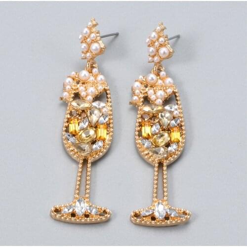 JUJIA Cute Imitation Pearl Bottle Shaped Earrings For Women Girls Charm Pendant Earrings Fashion Jewelry Wedding Gifts