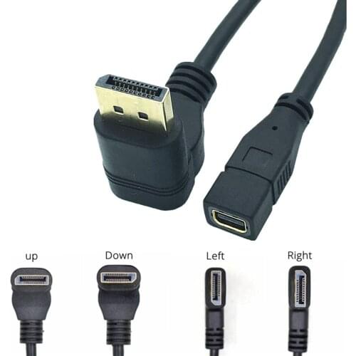 90 Degree Right Angle DisplayPort Male to Mini DisplayPort Female Video Cable Adapter - M/F DP to Mini DP 0.3m