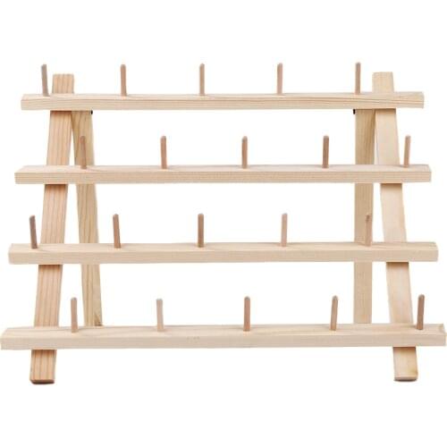 20 Axis Sewing Thread Spool Storage Box Yarn Holder Wooden Organizer Stand Knitting Embroidery Folding Frame Home Wall Mounted