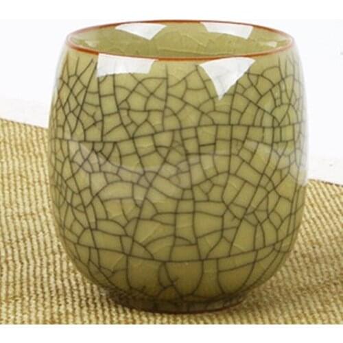 Crackle Glaze Tea Cup Geyao Kiln Marked Cup Longquan Celadon Porcelain Teacup Ceramic Tea Cups For Pu'er Tea New