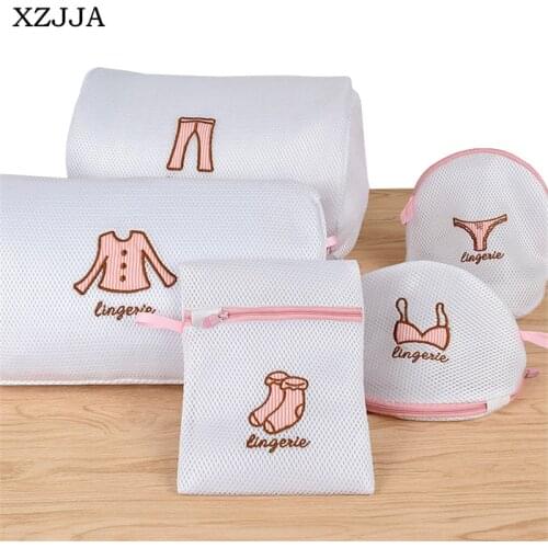 XZJJA 1PC Polyester Laundry Bags Clothing Underwear Bra Socks Washing Pouch Washing Machine Mesh Bag Zipper Protector Net Case