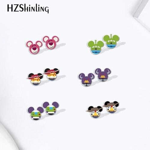 Mickey Mouse Toy Story cartoon Cute Acrylic Stud Earrings Resin Epoxy Ear Jewelry for Girls