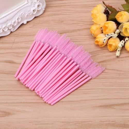 50Pcs Mini Eyelash Disposable Mascara Wand Applicator Brush Extension Makeup Set