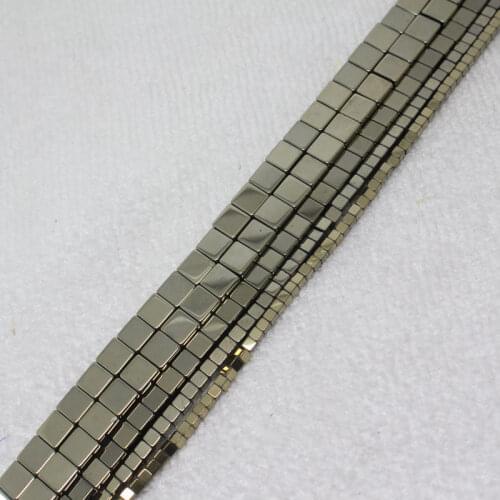 Mini. order is $7! 2x2-6x6mm iron pyrite Hematite ironstone Square cube Spacer DIY Loose Beads 15"