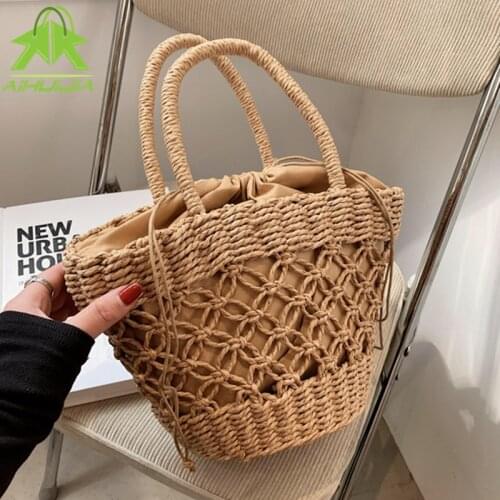 Fashion Straw Hollow Out Womens Handbags Bohemian Shoulder Bags 2021 the New Summer Seaside Resort High Capacity Women Tote Bag