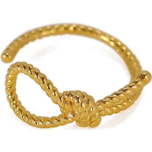 SRCOI Fashion Geometric Twist Knot Design Open Ring Simple For Woman Gold Color Temperament Wedding Party Girls Unusual Rings