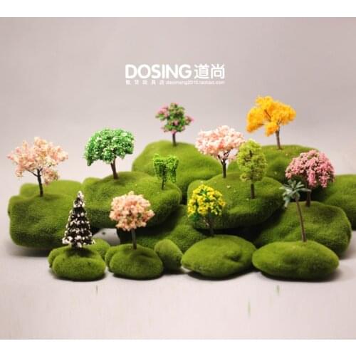 Moss Plant Model Ornaments Mini Christmas Tree Coconut Cherry Tree Willow Grove Fairy Garden Miniature Accessories Decor Toys