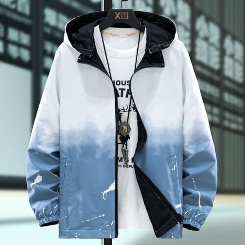 Men Casual Jacket Wear on both sides Gradient Hooded Autumn Outerwear Jackets and Streetwear Mens Clothing Plus Size 7XL