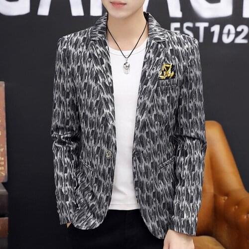 2020 Men Autumn New Style Printed BLAZER Trend Youth Slim Fit Handsome BLAZER
