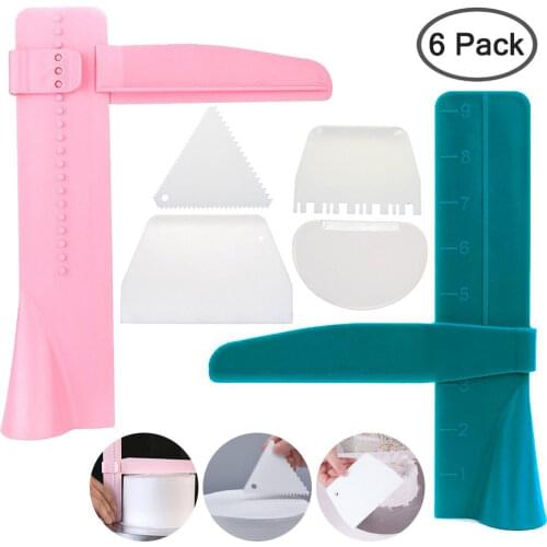 6pcs/pack Cake Feast Decorating Kit Adjustable Cake Smoother Polisher Fondant Cream Edge Smoothing Decorating Tool Cake Scrapers