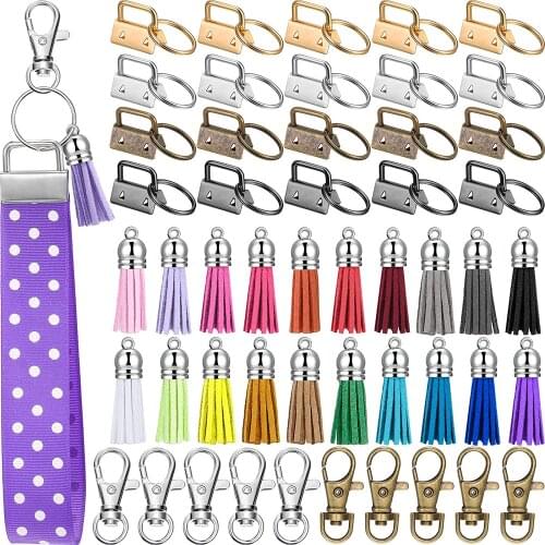 Key Fob Hardware Set,Key Fob Hardware Wristlet with Keyring&Keychain Tassel Swivel Snap Hook for Key Chain Hardware Supplies