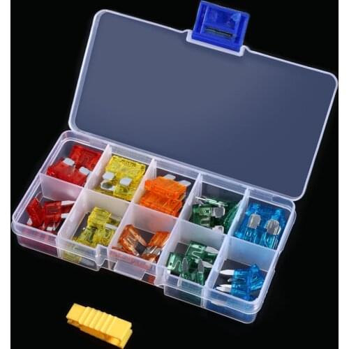 50pcs Mini Case Assorted Car Boat Truck Standard Blade Fuse Kit Car-Styling Assortment 5A 10A 15A 20A 30A Boat Motorcycle Fuse