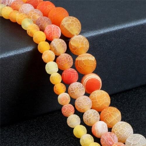 Wholesale Loose Beads 10/8/6mm Orange Weathered Stones For DIY Bracelets Necklace Jewelry Making Accessory Matte Natural Stones