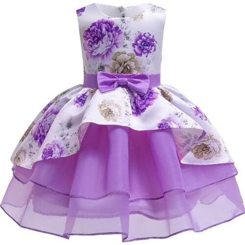 Baby Girls Dress For Evening Prom Party Costume Teenage Girls Kids Clothes Wedding Birthday Gown Little Girl Purple Gown 2-10Y
