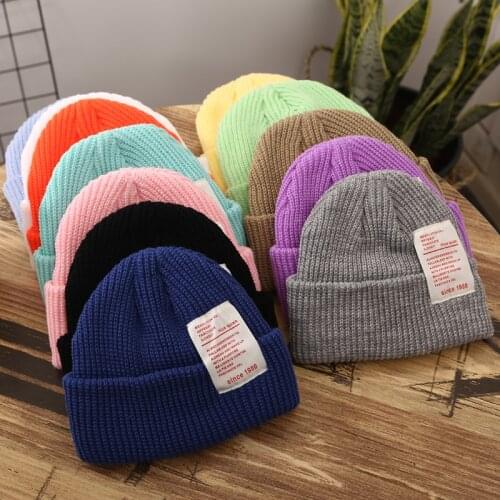 New Letter childrens Hat Beanie Cap Warm Winter Boys Girls Hat Knitted Solid Kids Infant Toddler Bonnet Casquette Enfant