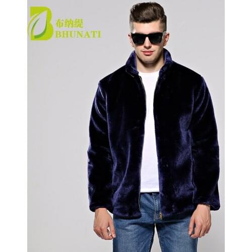 BHUNATI New Faux mink fur coat 2018 marten fur overcoat zipper coats mens clothing outerwear mink fur coats causal jacket male