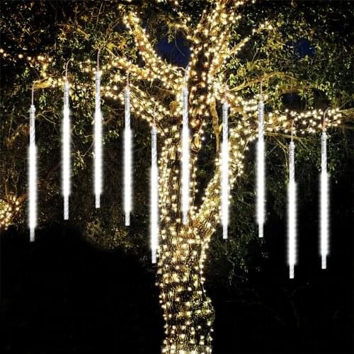 BEIAIDI 8 Tube Meteor Shower Rain LED String Light 30cm 50cm Falling Rain Drop Icicle Christmas Tree Wedding Fairy Light Garland