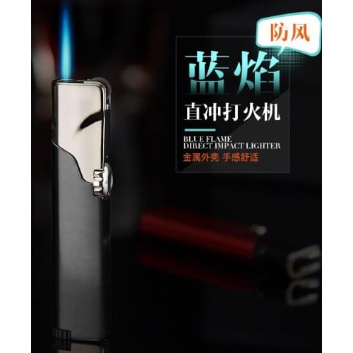 Ultra-thin Metal Flint Lighters Gas Lighter Butane Turbo Jet Lighter Cigar Cigarettes Windproof Lighter Gadgets For Men