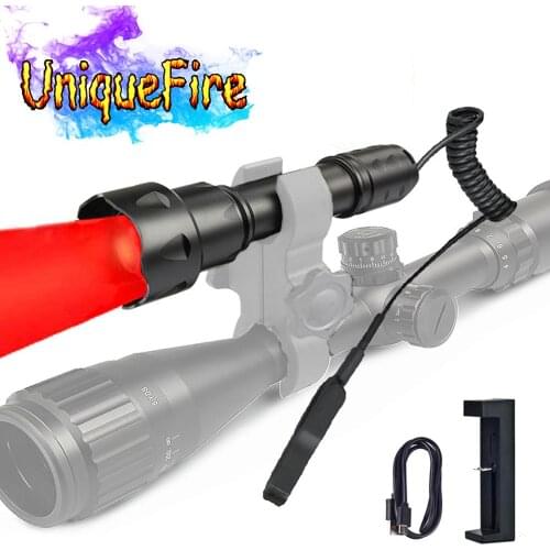 UniqueFire T20 XRE Tactical Flashlight 38mm Convex Lens Zoom 3 Modes Waterproof Lamp LED Torch + Pressure Switch USB Charger