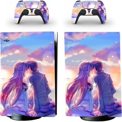 Sword Art Online PS5 Digital Edition Skin Sticker Decal Cover for PlayStation 5 Console and 2 Controllers PS5 Skin Sticker Vinyl
