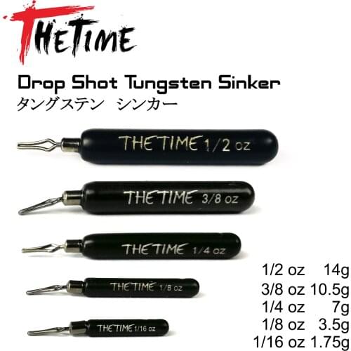 THETIME Drop Shot Rig Tungsten Sinker 1/16 - 3/8 Oz Columnar Bass Fishing Weight 1.8-10.5g Lure Accessory