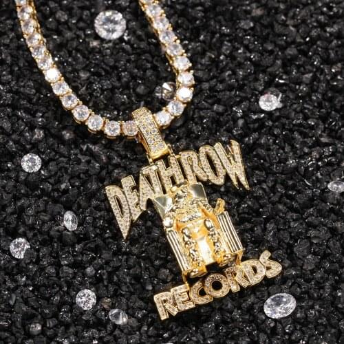 Hip hop Jewelry Deathrow Records Pendant Necklaces for Men Iced Out Cubic Zirconia Charms Copper Pendants Fashion Jewelry