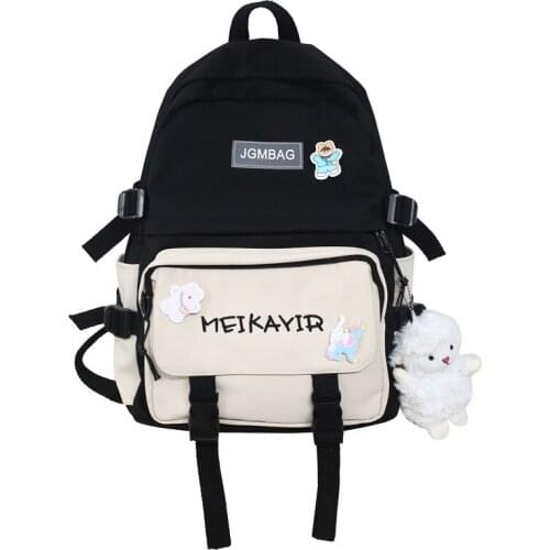 Panelled Women Backpacks for School Teenagers Girls Nylon Pink Back Pack Female