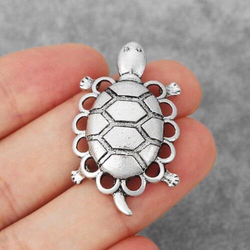 10PCS Tone Animal Turtle Tortoise Porous Charms Pendants Connectors for Necklace Jewelry Findings Making 39x22mm