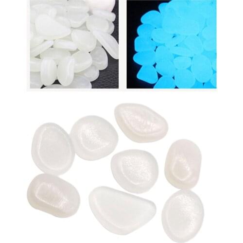 100pcs Luminous Cobblestones Pebbles Stones Glow in the Dark Gravel for Aquarium Fish Tank Garden Yard Decoration (White)