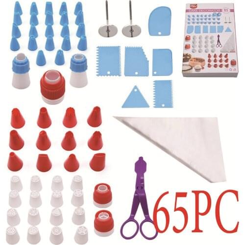 65 Pieces Cake Decorating Kit Pastry Nozzle Cream Scraper Mutifunctional Reliable Kitchen Dessert Baking Supplies