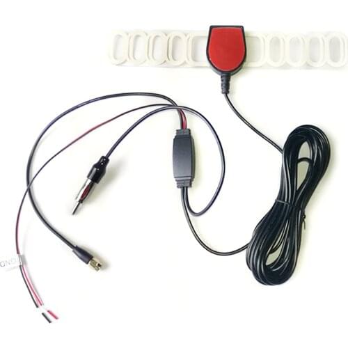 2 In 1 Car Booster Antenna DVBT Tuner ISDB Radio FM Antenna Amplifier SMA Connector Plug for Car Dash DVD Head Unit Stereos