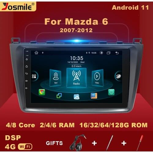 6GB 128G 2 din Android 11 Car Multimedia Player For Mazda 6 2007 2008-2012 Radio Stereo Navigation GPS Video Carplay RDS WifiDSP