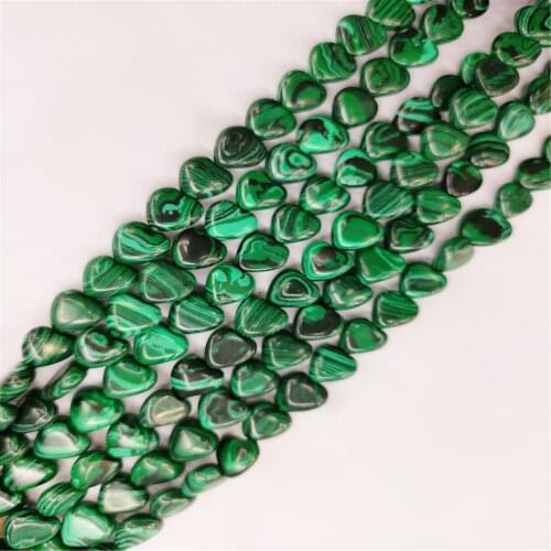 1 Strand 40Pcs 10x10x5mm Green And Black Malachite Love Heart Loose Beads For DIY Jewelry Making Accessories 15.5Inch