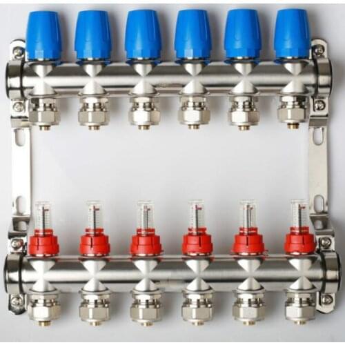 2-9 way DN25 household stainless steel Floor heating manifold heating water manifold Water Distribution Manifold for 16mm pex