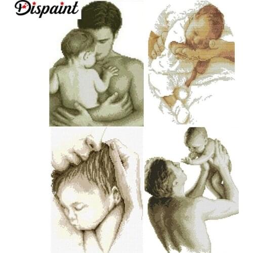 Dispaint Paint With Diamond Embroidery "Child adult character" Diamond Painting Full Square Round Picture Of Rhinestone Decor