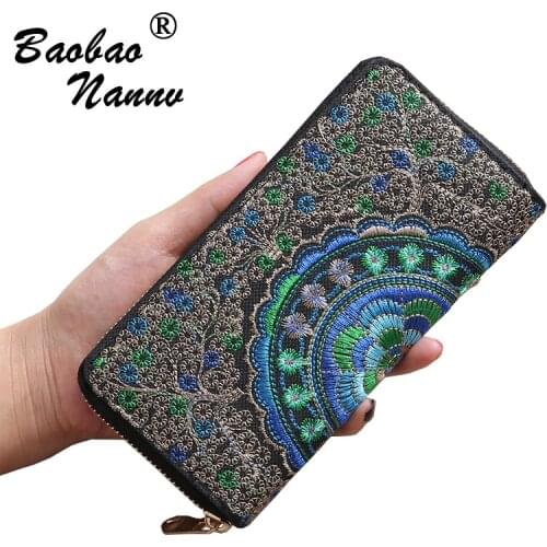 National Embroidery Long Wallets New Vintage Women Wallet Purse Female Wallet Pouch Handbag for Woman Lady Coin Card Holders