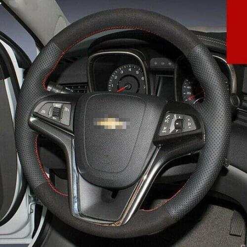 For Chevrolet Malibu Anti Slip Black Suede Steering Wheel Stitch on Wrap Cover anti-slip design all season