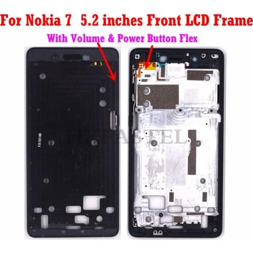 For Nokia 7 5.2'' Original Housing Mobile Phone Front LCD Frame Middle cover volume power Button flex ( Not SIM card tray )