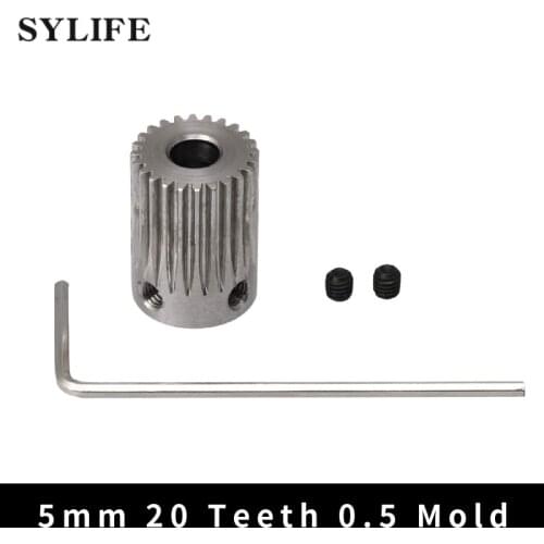 11mmx18mm Silver 20 Teeth 0.5 Mold Stainless Steel Metal Motor Gear Wheel 5mm Hole for DIY Small Drilling Machine